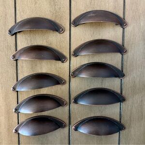 Set of 10 Oil Rubbed Bronze Cup Drawer Pulls | Cabinet & Dresser hardware